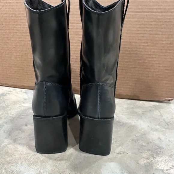 🖤 Matisse Black Leather Block Heel Western-Style Ankle Boots – Size 7 - Picture 4 of 6